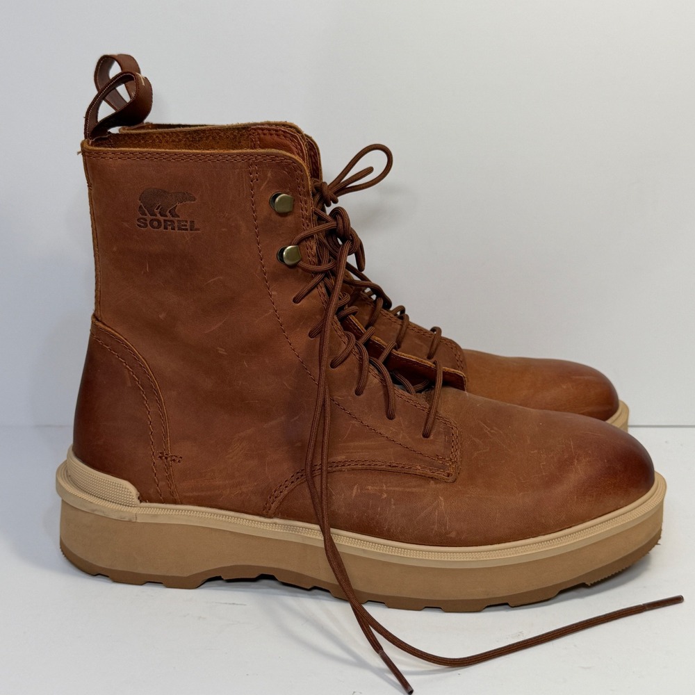 SOREL Hi Line Lace Boots Womens 9.5 Brown Leather Gorpcore Rugged Streetwear